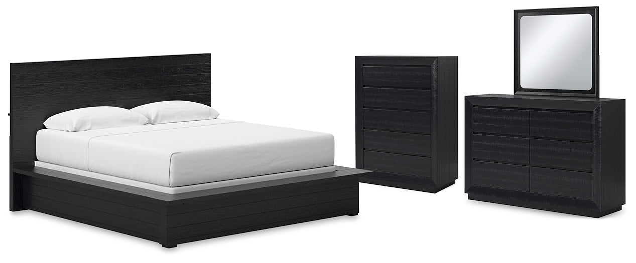 Lit king size Londer California avec commode et miroir