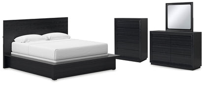 Lit king size Londer California avec commode et miroir