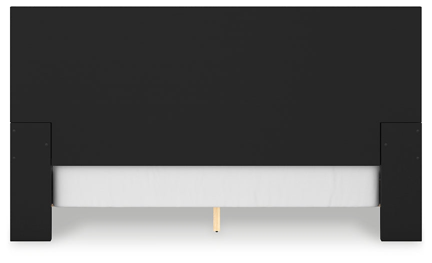 Lit à panneaux Londer King avec commode, coffre et table de chevet à miroir