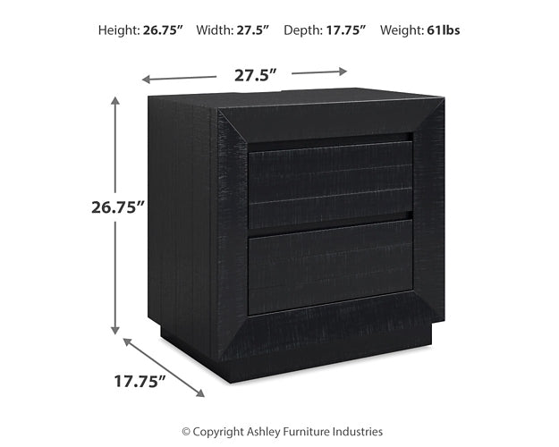 Lit king size Londer California avec commode miroir et table de chevet