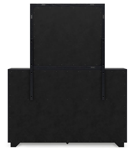 Lit queen-size à panneaux Londer avec commode et miroir